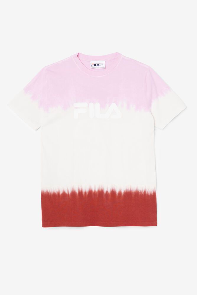 Fila T-Shirt Womens White/Red/Pink Alivia Tie Dye - Ireland 08967-VMBR